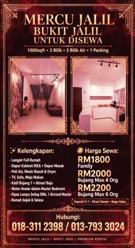3-Bedroom Apartment in Baiduri Courts Puchong